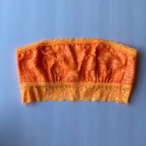 Victoria's Secret PINK Bralette Womens Medium Orange Lace Bandeau Sequin Bra